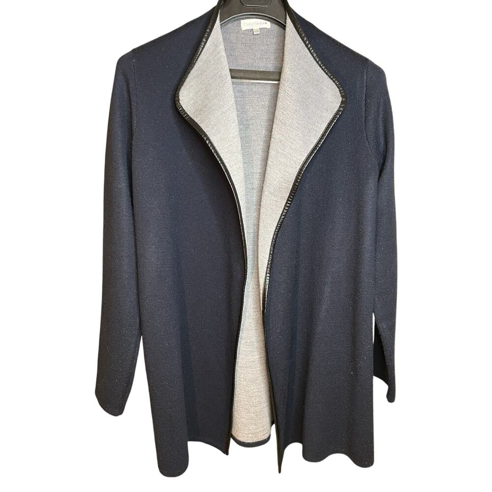 Dolce Stella Women’s Acrylic/Wool Open Face cardigan Sz Lrg, Long Sleeves, Navy